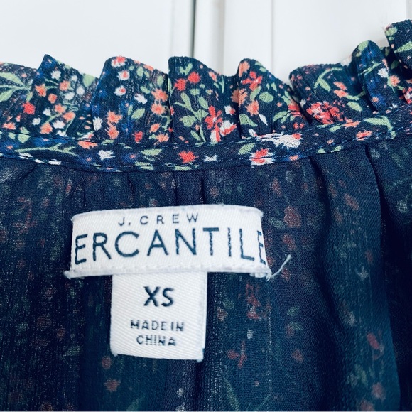 Flirty Floral Dress, Navy with Pink, Women's Size 2 (XS) J. Crew Mercantile - Picture 5 of 12